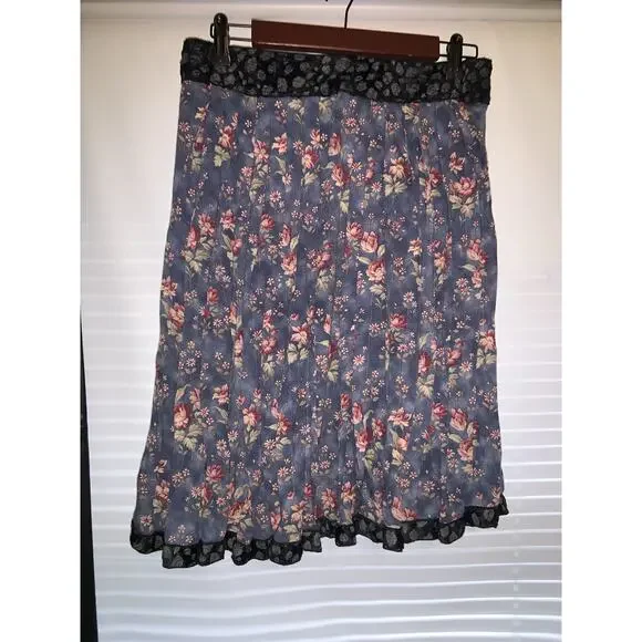 Y2K Custo Barcelona Pleated Floral Grunge Skirt Size 36 - Picture 2 of 5